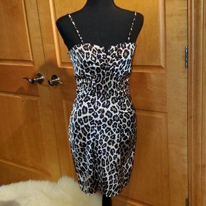XSCAPE leopard print mini dress